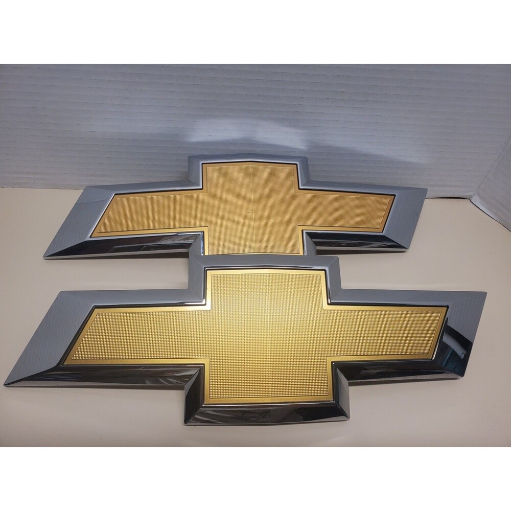 OEM Chevrolet Front Grille Gold Bowtie Emblem Badge Chrome GM 84890248 84890249